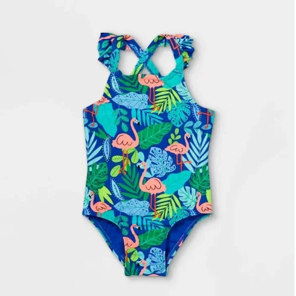 Cat & Jack Flamingo Print One-Piece Swimsuit